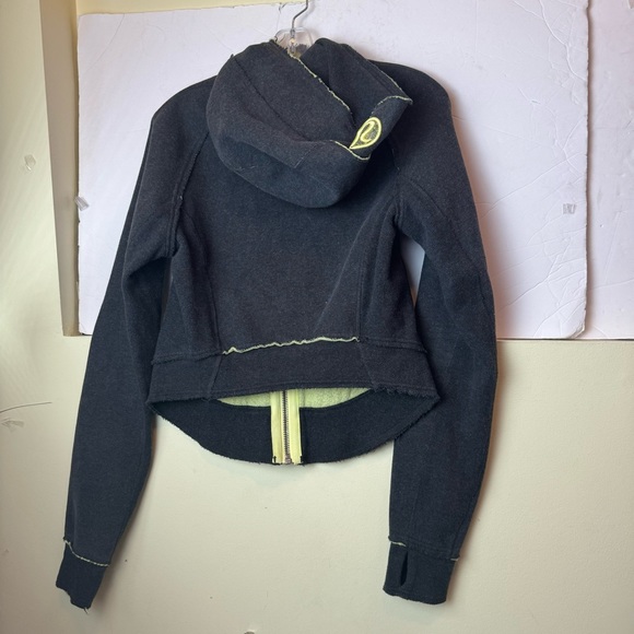 Lululemon RARE Scuba Raw Edge Round Hem Hoodie Jacket Zip Cotton Fleece Ribbed - Picture 2 of 15